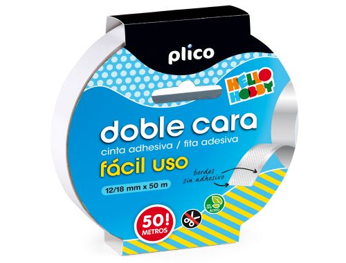 Fita adesiva plico dupla face facil uso 12/18 mm x 50 m , Plico , 153623 , 8437013133852